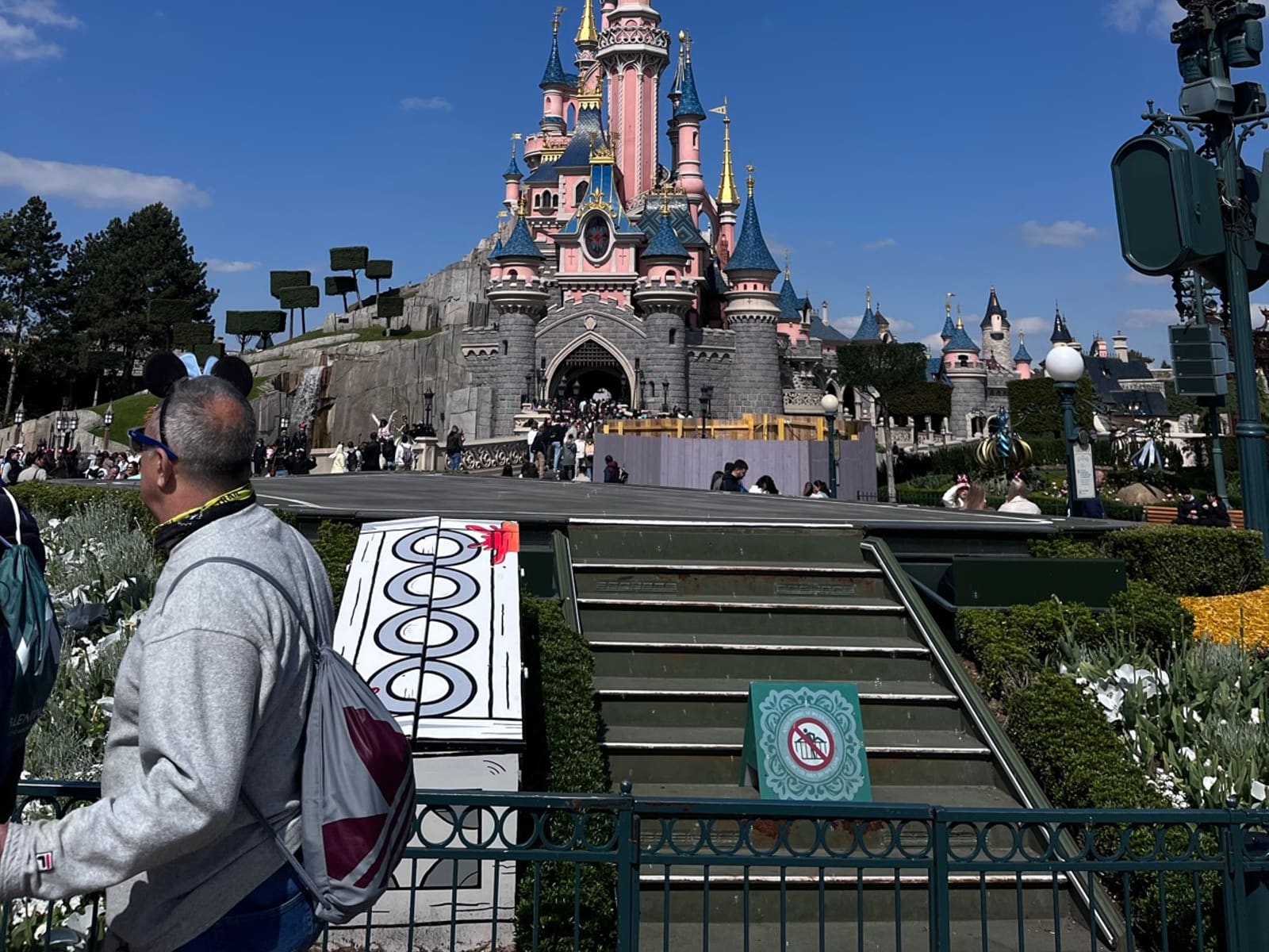 Disneyland Paris castle viewed from the central plaza